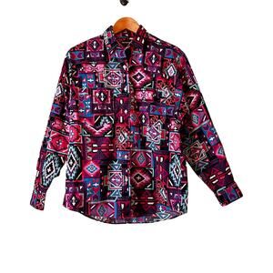Vintage Frontier Series Bright Geometric Western BD Shirt Cowgirl Rodeo